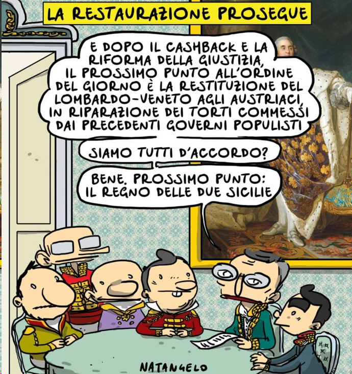 Il congresso di Vienna – la vignetta per Il Fatto Quotidiano oggi in edicola!
#draghi #m5s #lega #italiaviva #pd #forzaitalia #giustizia #bonafede #fumettiitaliani #vignetta #fumetto #memeitaliani #umorismo #satira #humor #natangelo