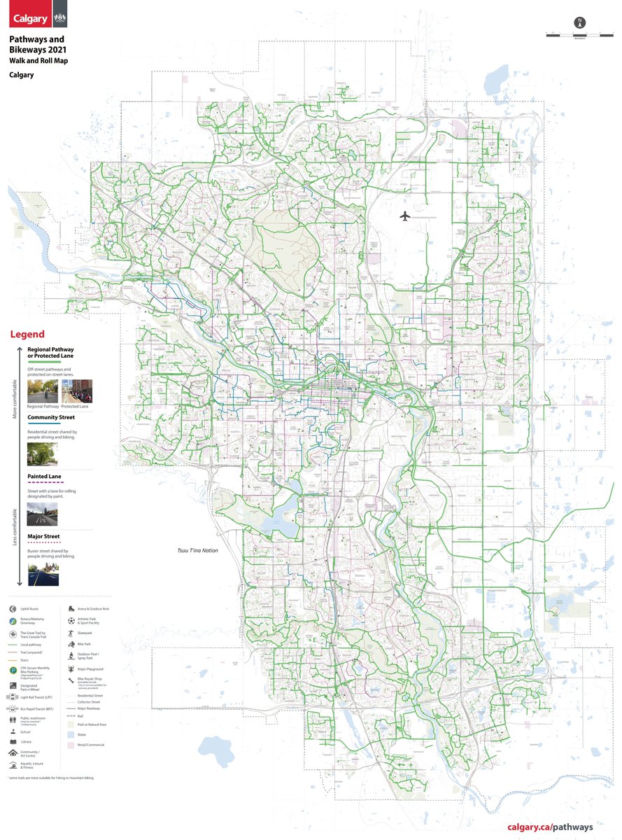 The <a href="/cityofcalgary/">City of Calgary</a> has updated their Bike/Pathway maps for easier accessibility, including simplification and classifications of, and destinations for routes.

Attached is the new map for the entire city, but you can learn more and get the specifics here! calgary.ca/transportation…