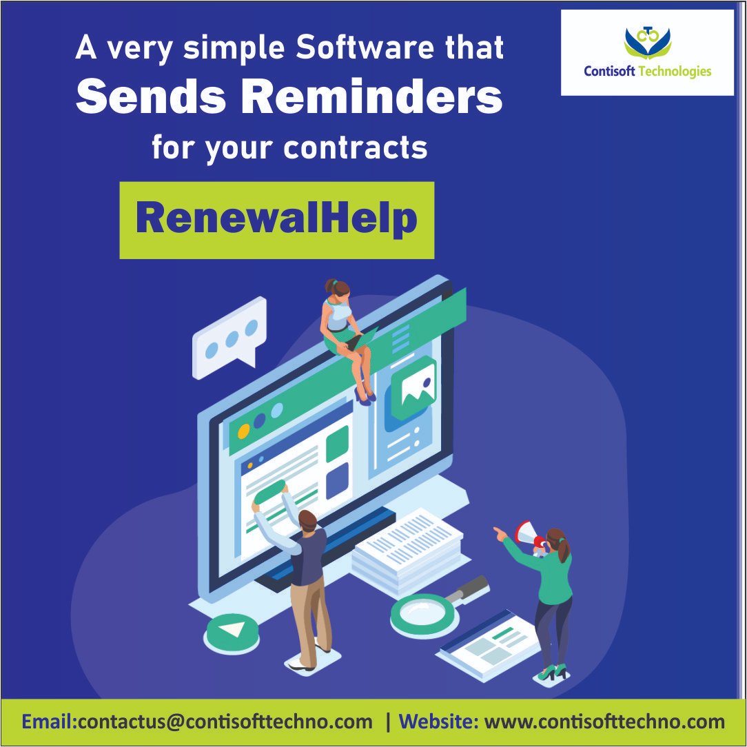 ContisoftT's tweet photo. Manage Upcoming Renewals in one Centralized Place.
Fore More Details: https://t.co/15hX43lHnL
Youtube Link:https://t.co/T3JzgwNoz6
Contact Us: 9175288052
#renewalhelp #Contractremindersoftware #contractexpirationdate #reminder #remindersoftware #expirationdate #warrantyreminder https://t.co/dfs23xZ8zN