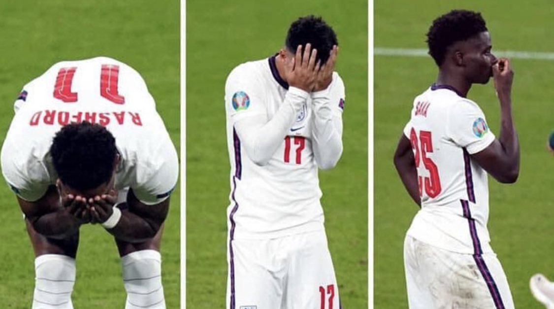 thedadhomie's tweet photo. #SayNoToRacism these 3 kings represented themselves so well in #EURO2020 and a single penalty got all of #englandfans being racist against them. People always show you who they are in the end. Congrats to #ITA say no to #racism https://t.co/JHcHYHx4ms