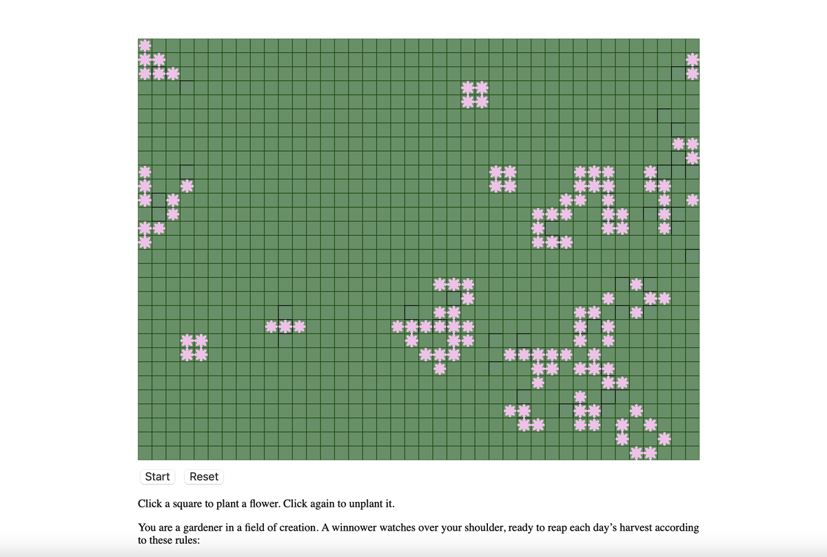 arraenae's tweet photo. Animated Conway's Game of Life, Destiny style. Play as a gardener watching over an infinite two-dimensional grid of flowers. @Bungie #DestinyArt #destinythegame 

https://t.co/0BM72s2wcI https://t.co/l7XHRBdHfK