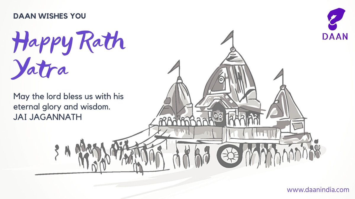 DaanIndia1's tweet photo. #DAAN wishes you a very happy #RathYatra today. 

May #LordJagannath bless you. #JaiJagannath https://t.co/o9QG5kFf5n