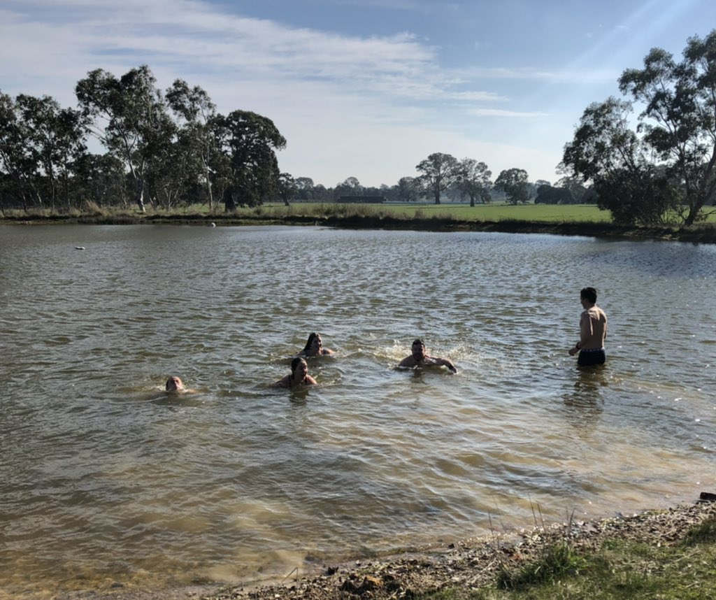 DrNinaMarina's tweet photo. Beautiful weekend at home on the family farm planting trees with some wonderful friends. We planted nearly 3000 of the 22,000 plants we are putting in this year. Celebrated with a freezing cold swim in the dam! 🌳🌿🌲#carbonneutralfarming #PhDbreak #jigsawfarms https://t.co/FI1liEzo9y