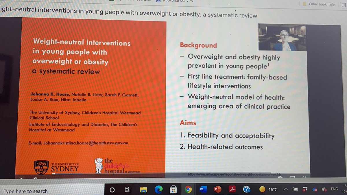 Hiba Jebeile (@hibajebeile) on Twitter photo Interested in the use of weight-neutral interventions in young people? Watch <a href="/jhoare01/">Johanna Hoare</a> present her PhD research on the current evidence at #DA2021 Interested in the use of weight-neutral interventions in young people? Watch <a href="/jhoare01/">Johanna Hoare</a> present her PhD research on the current evidence at #DA2021