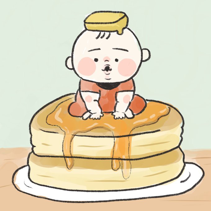 赤ちゃんとホットケーキ( ¨̮  ) 