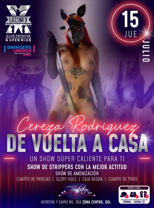 Jueves 15 nos vemos en la zona x en guadalajara @LaZonaX2 😉😘😘😘reserva yaaaa https://t.co/7Hs6VCRQ2n