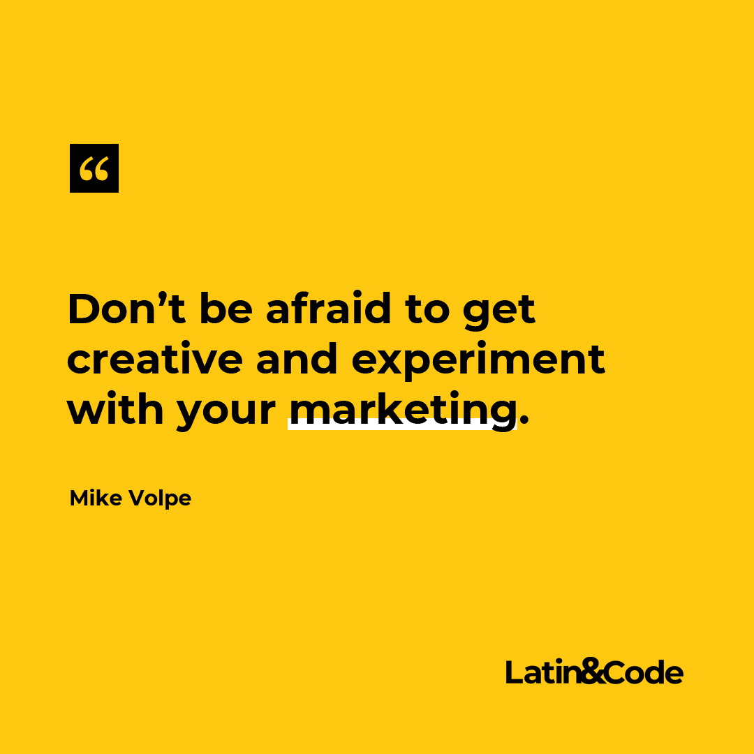 “Don’t be afraid to get creative and experiment with your marketing.” - Mike Volpe
Translation: Experiment with everything. Especially those "tried and true" theories 🤔
#branding #avtweeps #marketing #smallbiz #quotes #motivation