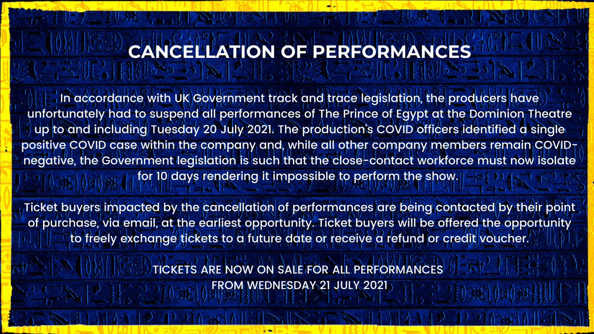 We want to reassure our audiences that, due to the strict health &amp; safety protocols we have in place at @dominiontheatre, this registered case will not have come into contact with anyone visiting the venue. 

The safety of our customers &amp; company remains our absolute priority.