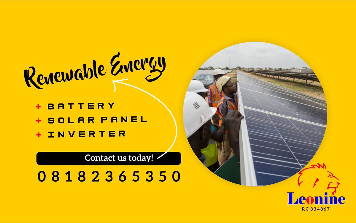LeonineGroupNG's tweet photo. Hello #AkwaIbomTwitter 

We offer renewable Energy: 24/7 Solar Power installation for your homes and offices💡💡

#SOSCuba #solarpower #SOLAR https://t.co/t7hmXKi6O2