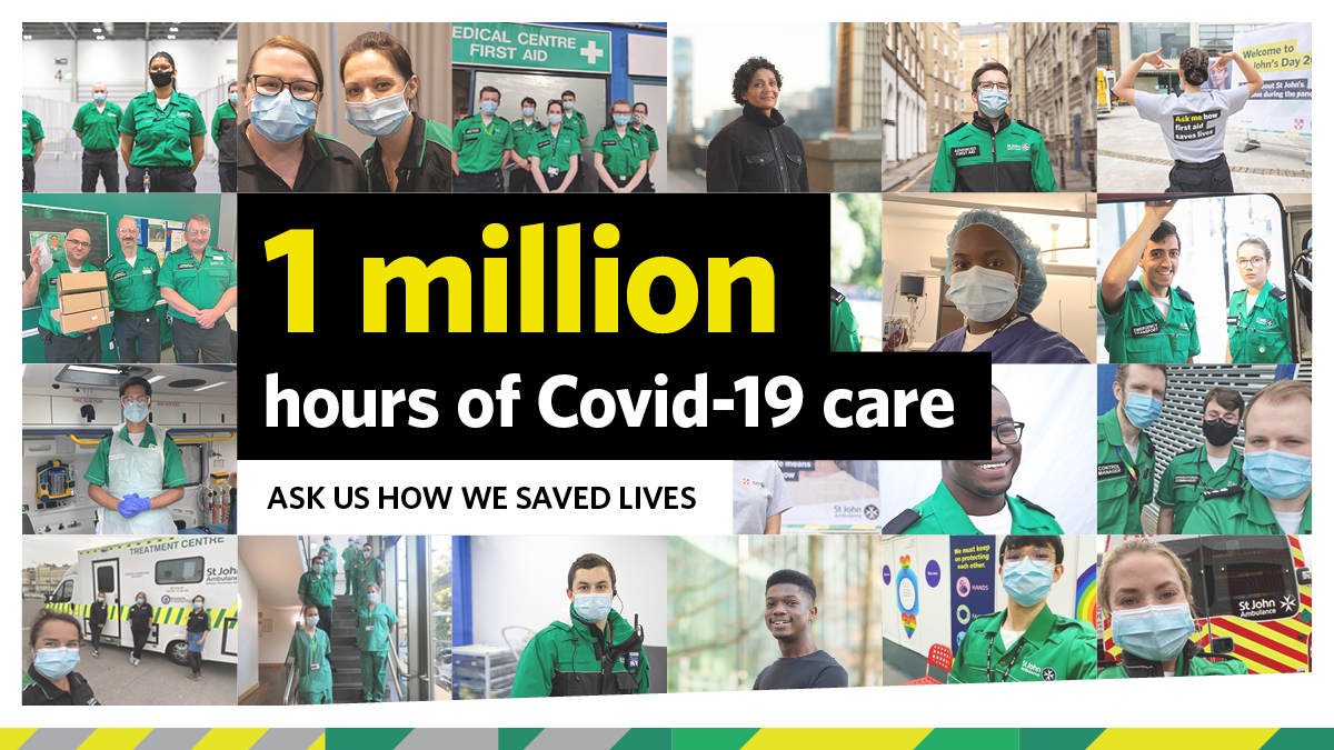 ONE MILLION HOURS! 💚

Ask us how #StJohnPeople have given a million hours of frontline #COVID19 care. From the vaccination programme to our ambulances and logistics hubs, plus everything in between; ask us how we save lives. 

Read more: ow.ly/m21W50FtJYq #AskMe