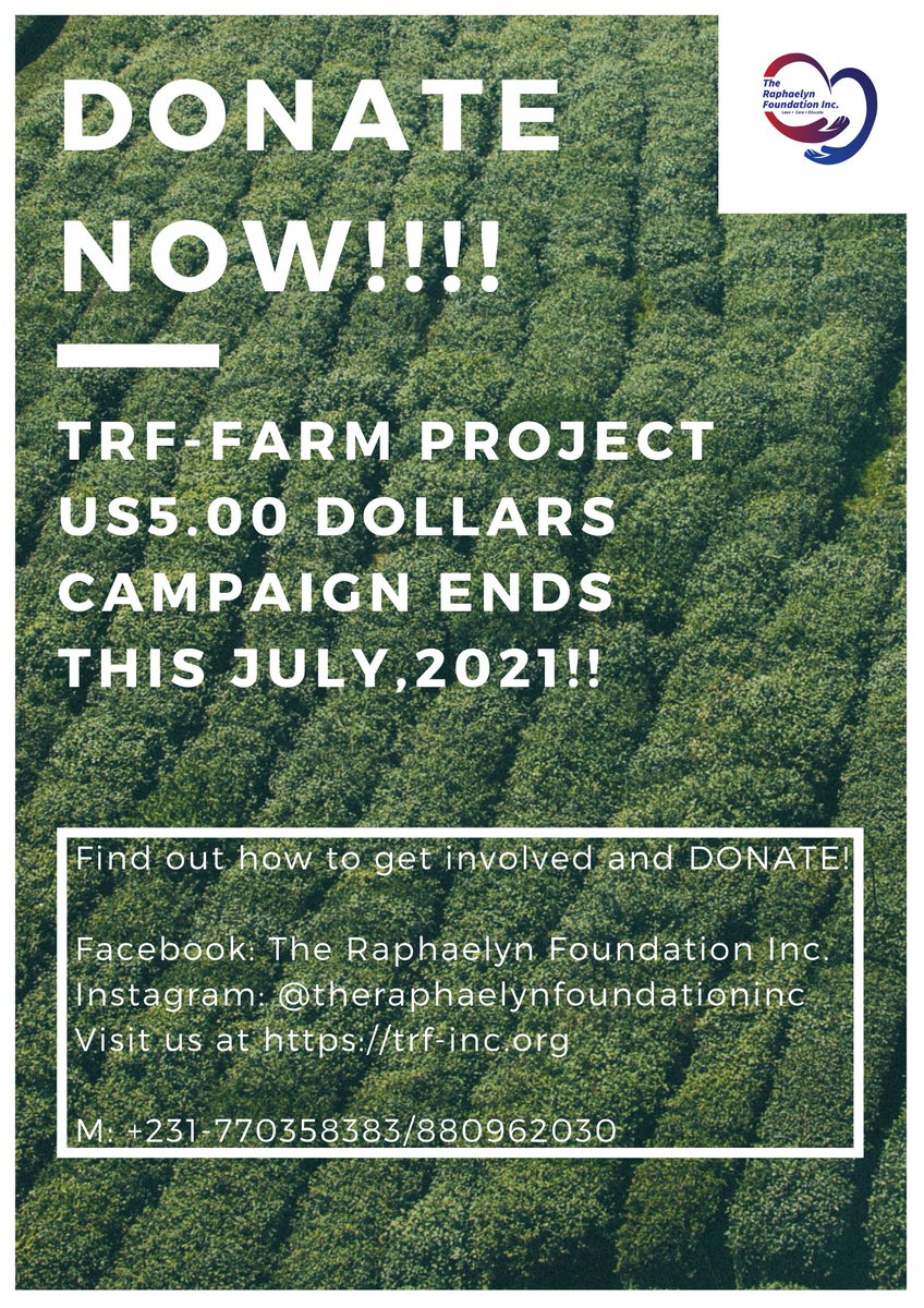 DONATE NOW!!! TRF-Farm Project US5.00 Dollars campaign ends this month. Your generous donation will help us achieve our goals🙏🏿