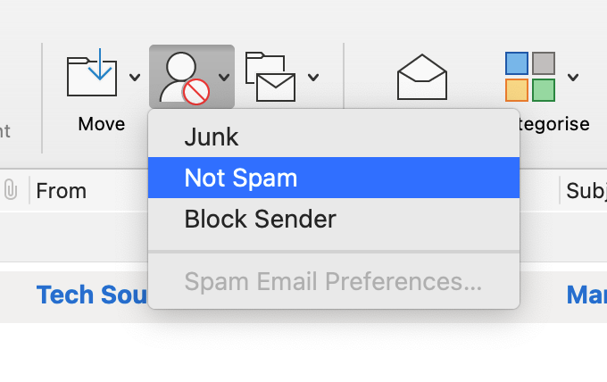 TobyPestridge's tweet photo. Not a fan of @Outlook. Click on the button labelled "Junk" and you get the options "Junk, Not Spam, Block Sender and Spam Email Preferences".

Well which is it, junk or spam? Jam? Spu... oh 🤭😂🤣

#badUX #confusingUI https://t.co/z0c3jwTHPn