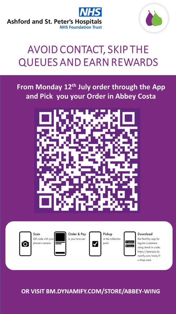 cateringasph's tweet photo. The PearPay App is now live in Abbey Wing Costa. Don’t forget to sign up now #pearpay #greathospitalfood https://t.co/2501Mgtkpz