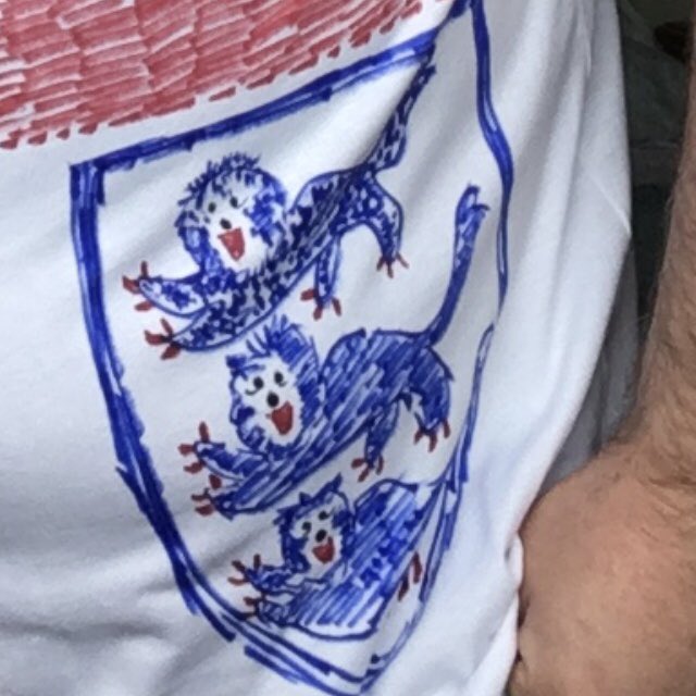 michael_looke's tweet photo. One good thing to come out of the Euros final is the realisation that, while I am useless at drawing lions, I am pretty good at drawing macaques! #ThreeMacaquesOnAShirt #ItsGoingToRome https://t.co/ytpqzVc4tl