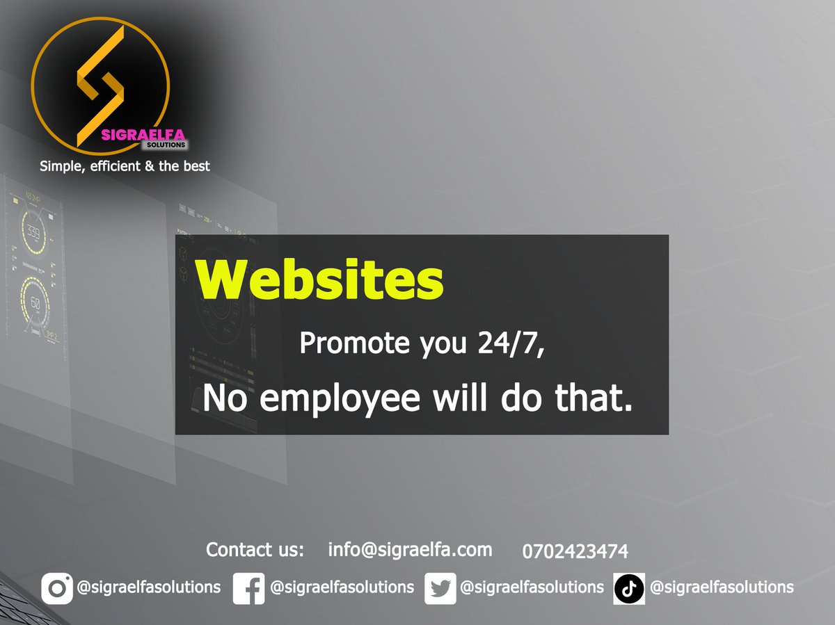 sigraelfa's tweet photo. How are you doing my great people? Do you have a business that needs to be promoted? No human will do it all the time but a website does. SIgraelfa Solutions is the leading #website developer. Talk to us now.
#mondaythoughts #Website #developer #market #DigitalMarketing #coding https://t.co/NHdOReeDqx