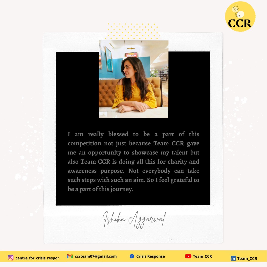 TEAMCCR1's tweet photo. Team CCR is glad to have "Ishika Agarwal" as a finalist for our event CCR Open Talent♥️

We are also proud to have your positive opinions about us🙌

Finale Date: 18th July, 2021
Timings: 5:00 PM Onwards 

Stay tuned for the Finale🙏

Channel link🔗 https://t.co/AAfEdNyKYC

#CCR https://t.co/t7CRoFbS3E