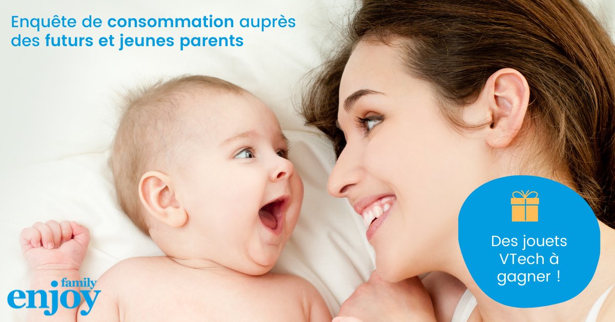 Futurs et jeunes parents, Enjoyfamily vous donne la parole ! Répondez à cette enquête de consommation et tentez de gagner des jouets VTech pour votre tout-petit 🤩 forms.gle/s2CYg6teFMDrqB…