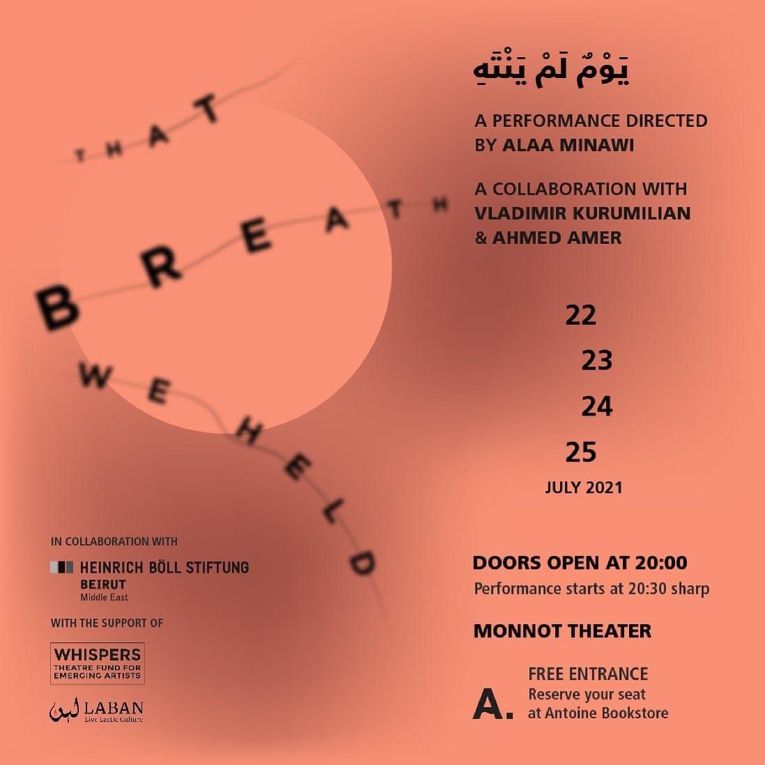 62eventsbyJB's tweet photo. On the 4th of August 2020, the air in Beirut was sucked out. The city held its breath and till this moment many could not breath out.  “That breath we held...'' is a performance about the implications of the 4th of August Beirut Explosion; an unimaginable collective trauma. https://t.co/qYVBkqgaS6