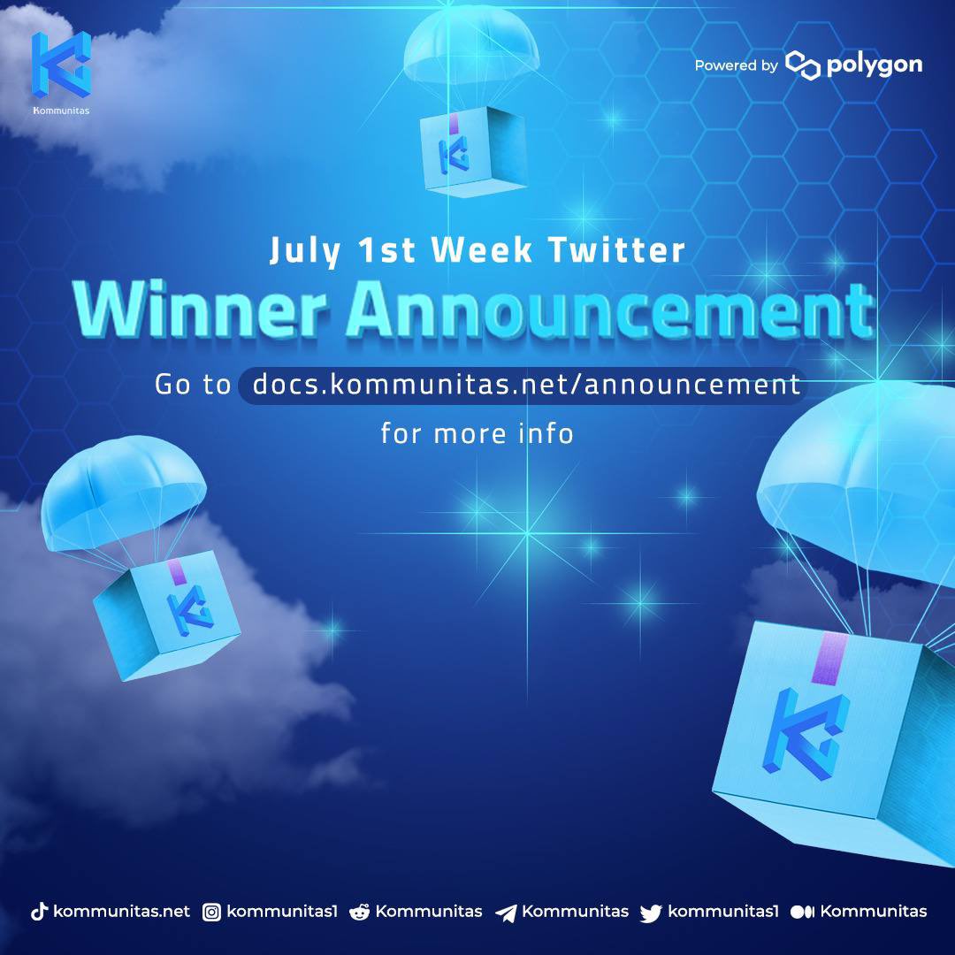 kommunitasnet's tweet photo. Hi, $KOMmunity!

🚀We are so excited to announce that we have finished airdropping the 10,000 $KOM for 50 wallets.

🚀Each wallet will receive 200 $KOM.

📣For the list of wallets, please refer to https://t.co/VyyHXjMC3z
$KOM #kommunitas #PolygonMatic #Airdrops #CRYPTOGIVEAWAY https://t.co/vWovzWWQWT