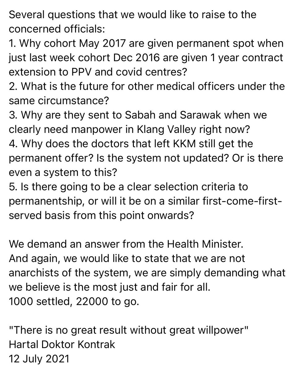 HKontrak's tweet image. Today, 300 contract MO from May 2017 intake are offered permanent posts. Although we&apos;re thankful for this, but the main issues remain unsolved. What are the selection criterias? How about contract MO who was offered one off contract extension? Read our full statement below.
