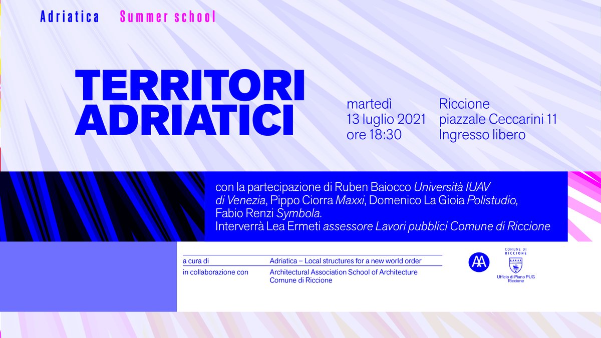 💦Nell’ambito della Summer School #Adriatica il13 luglio alle ore 18.30 in piazzale Ceccarini 11 #Riccione ci sarà un importante appuntamento incentrato sui “Territori Adriatici”. Tra i relatori dell’incontro  menzioniamo Domenico La Gioia​ #polistudioaes bit.ly/3wu3sWP