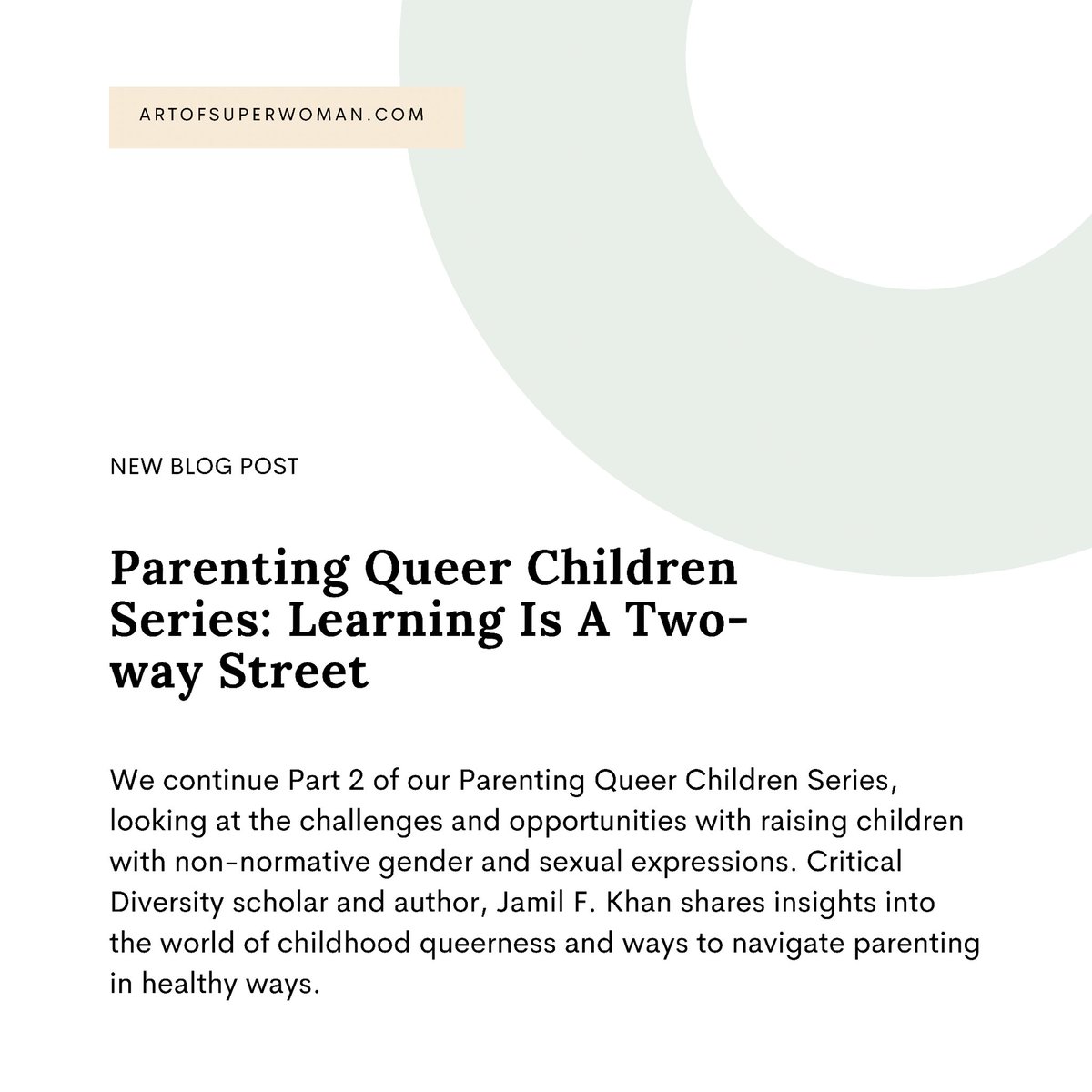 ArtOfSuperwoman's tweet photo. On this week’s #ParentingMonday, we continue with Pt 2 of our #ParentingQueerChildren Series, where @JamilFarouk delves into some insights on how to use collaborative methods to parent queer children. https://t.co/1i74ubtt9L