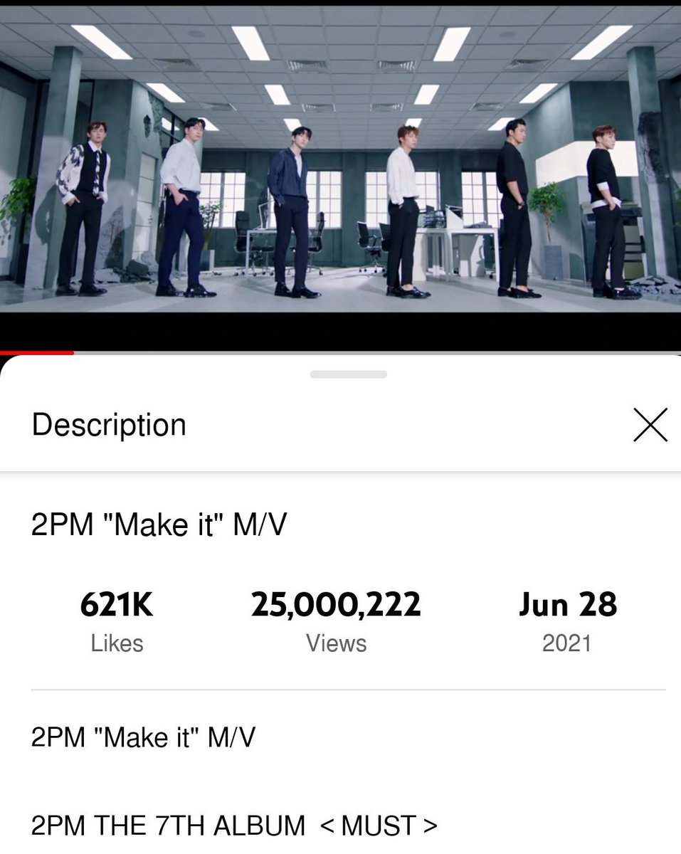 2PMstream's tweet photo. 📢 As of 5:10 PM KST
2PM's "해야 해" MV has reached
25 MILLION views!!!!

Thank you so much Hottests! Let's continue watching 2PM's MV to reach greater heights ♥️
https://t.co/P1XXdlPaSj

#2PM #투피엠 #Must #Makeit #해야해 #2PM_MUST_COMEBACK https://t.co/XT12p88mox