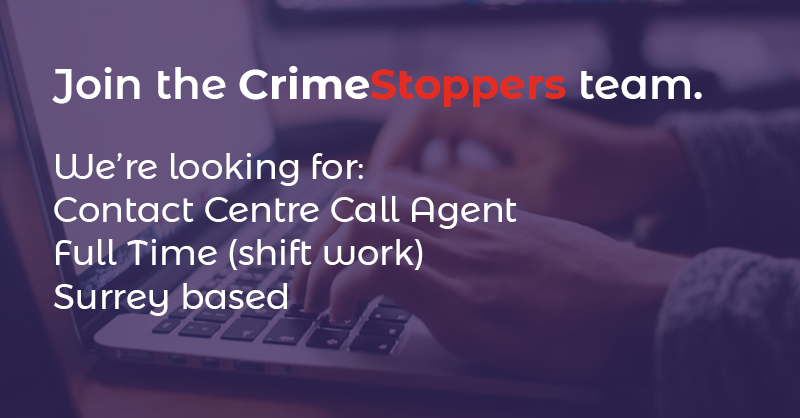 CrimestoppersUK's tweet photo. We’re looking for experienced #CallAgents for our busy contact centre. Becoming part of the Crimestoppers team means you'll be making a difference in keeping communities safe from crime. Find out more and apply here: https://t.co/cCngKPRoRd
#charityjobs #SurreyJobs https://t.co/gMfDXuMvhU