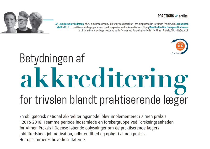 Hvordan påvirker en obligatorisk national akkrediteringsmodel trivslen blandt alment praktiserende læger? Læs <a href="/linebjoernskov/">Line B. Pedersen</a> (<a href="/DaCHE_SDU/">DaCHE</a>), <a href="/FransBoch/">Frans Boch Waldorff</a> og Merethe Andersens svar i den seneste udgave af Practicus (s. 23-25): epaper.dk/jtoas/practicu… #sundpol