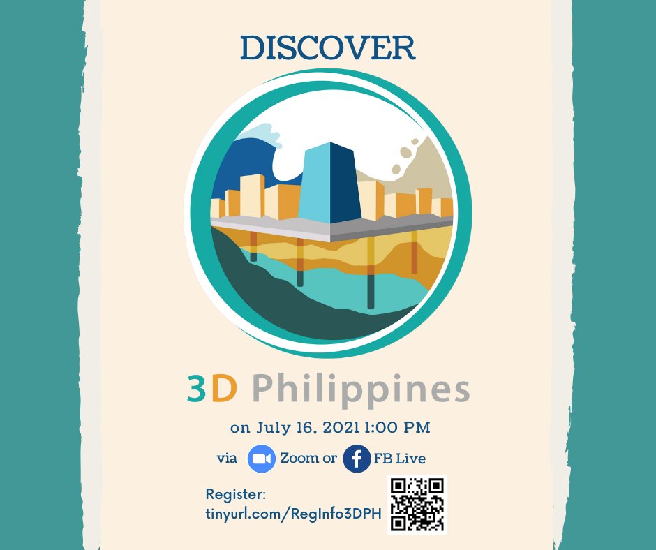 phivolcs_dost's tweet photo. In commemoration of the 1990 M7.8 Luzon Earthquake, DOST-PHIVOLCS invites you to join the kick-off of the 3D Philippines (3DPH) Program on 16 July 2021 at 1:00 PM via Zoom.
Register here: https://t.co/6RnknrGbba
#HandaAngMayAlam #3DPH https://t.co/8HOKoReYpS