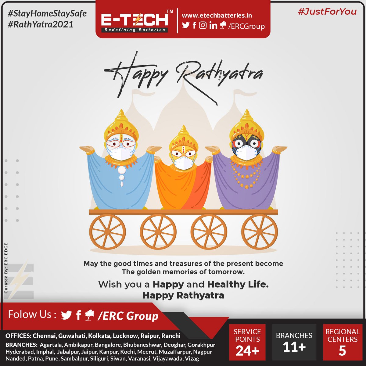 ercgroupindia's tweet photo. May the good times and treasures of the present become
The golden memories of tomorrow.
Wish you a Happy and Healthy Life.
HAPPY RATHYATRA
🌐https://t.co/pFUarwurEl
📞 1800 889 1540
#etechbatteries #etechpower #etechdelta #etechalpha #rathyatra #jagannath #jagannathpuri https://t.co/NnWFn74ijw