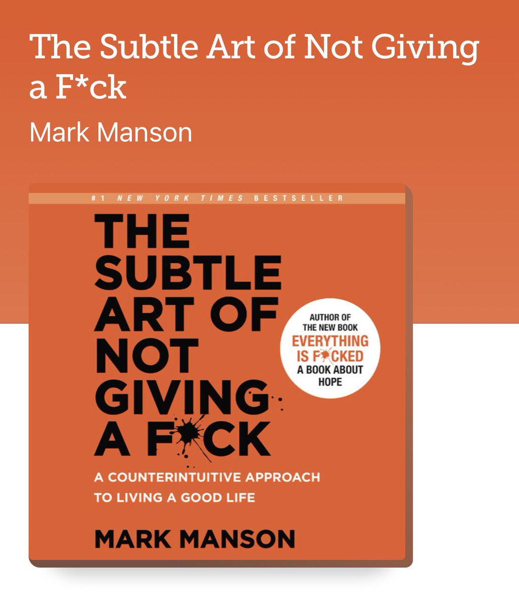 justbooks_a's tweet photo. Excited to be reading👇🏻 for #Day12 of #30daysbookchallenge 

Don’t let the language on the front page fool you. Already hooked with @markmanson #philosophical ideas and #spiritual undertone 🙂 https://t.co/yFQ4DUIg5i