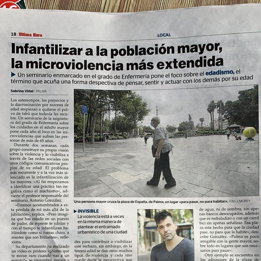 antoniopizarra's tweet photo. 👏Gracias @UHmallorca por visibilizar esta #violencia  oculta y normalizada
La #Infantilización, #edadismo la #violenciaUrbanística
y la influencia de la #interseccionalidad en la #vejez

Artículo👇
https://t.co/MkRfbo2lEP

#Enfermería #Universidad #AdultoMayor #MalosTratosVejez https://t.co/IxAvYo5mPG