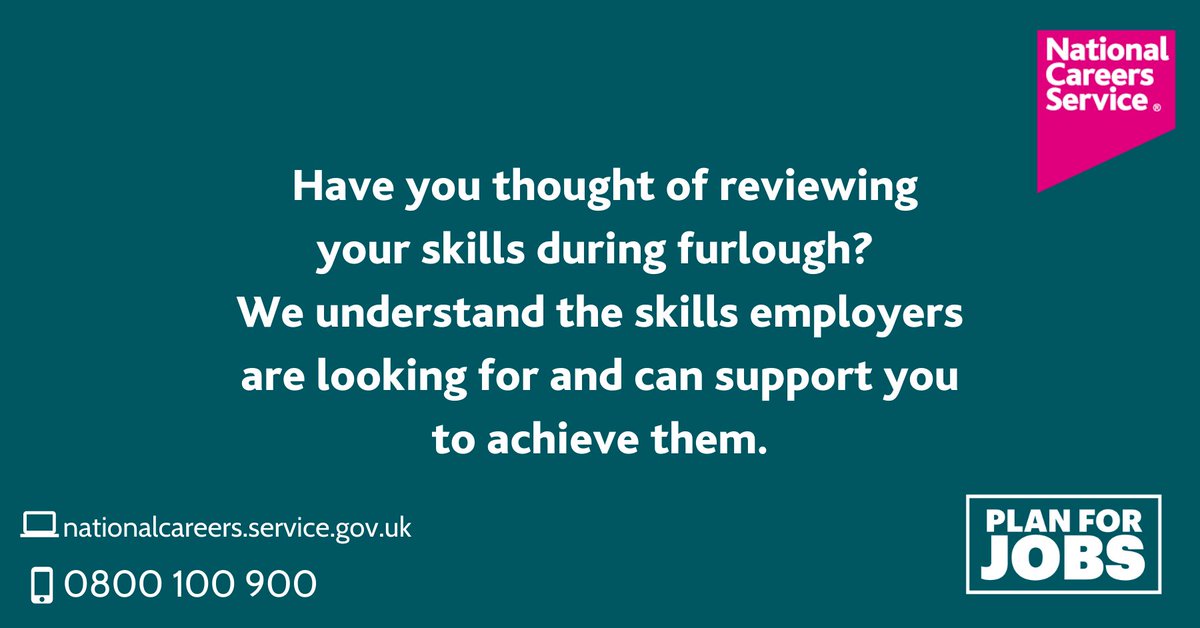 Furlough can be a good time to review and improve your skills. Visit nationalcareers.service.gov.uk to find out more or contact us on 0800 100 900 to book a free and impartial appointment.

#Careers #Furlough