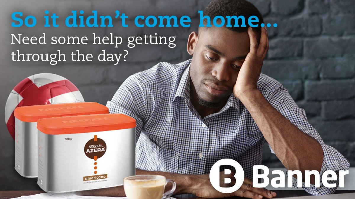 Banner_1's tweet photo. Commiserations England😞 
We've got just the ticket to ease your heavy heart (&amp; head) &amp; help get you through the day
6 #winners will receive 1 tin of @Nescafe Azera instant coffee in our #giveaway ☕
To #Enter:
✔️ Follow us
✔️ Retweet this post

Closes 23:59 13/07
#euros2021 #WIN https://t.co/5n75GXInHV