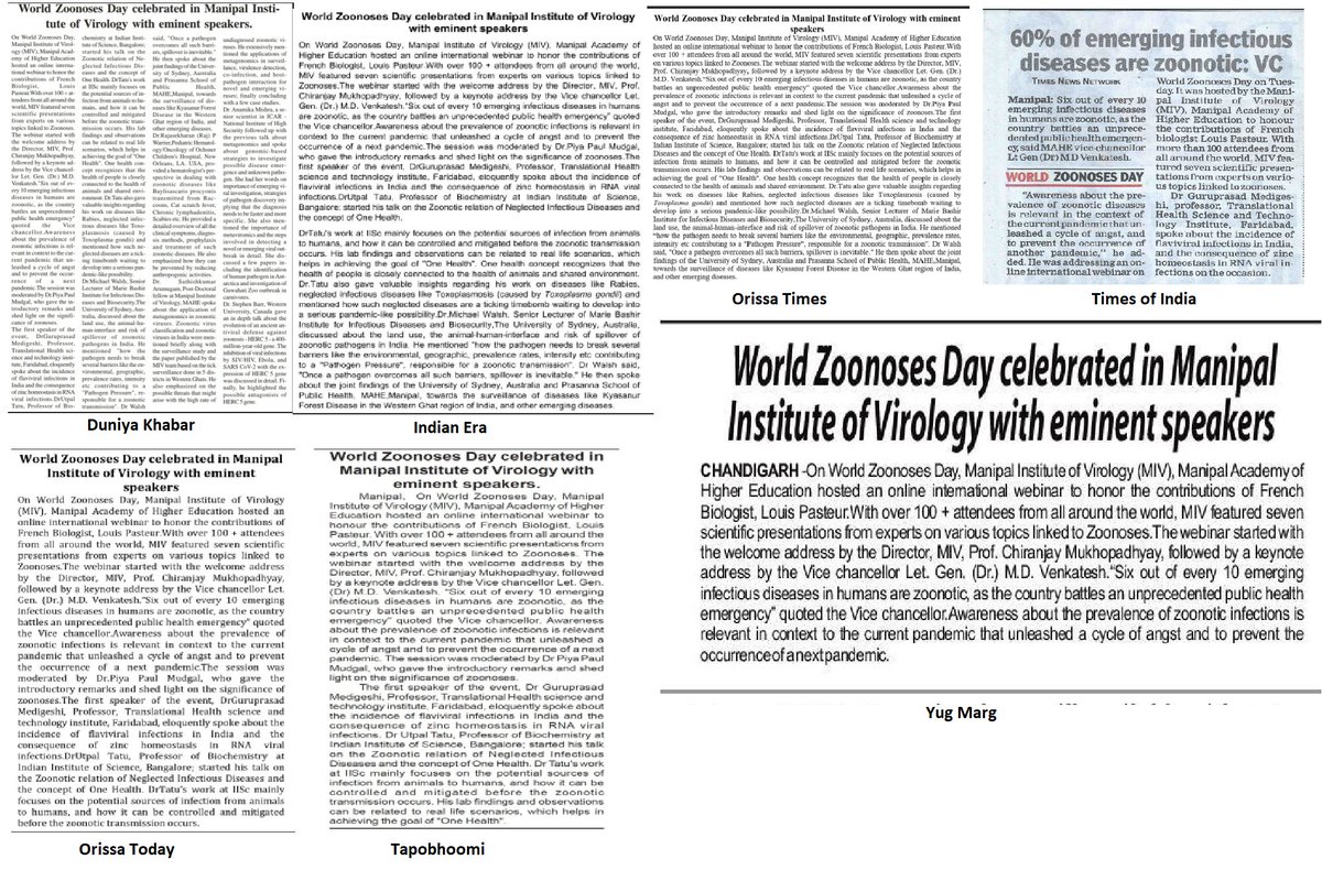 MIVMAHE's tweet photo. On World Zoonoses Day, @MIVMAHE hosted an online international webinar to honour the contributions of French biologist Louis Pasteur. 

#worldzoonosesday #onehealth #manipal #mahe #webinar 

@timesofindia @yugmarg @Chiranjay12 @MAHE_Manipal https://t.co/eylnAn64Uh