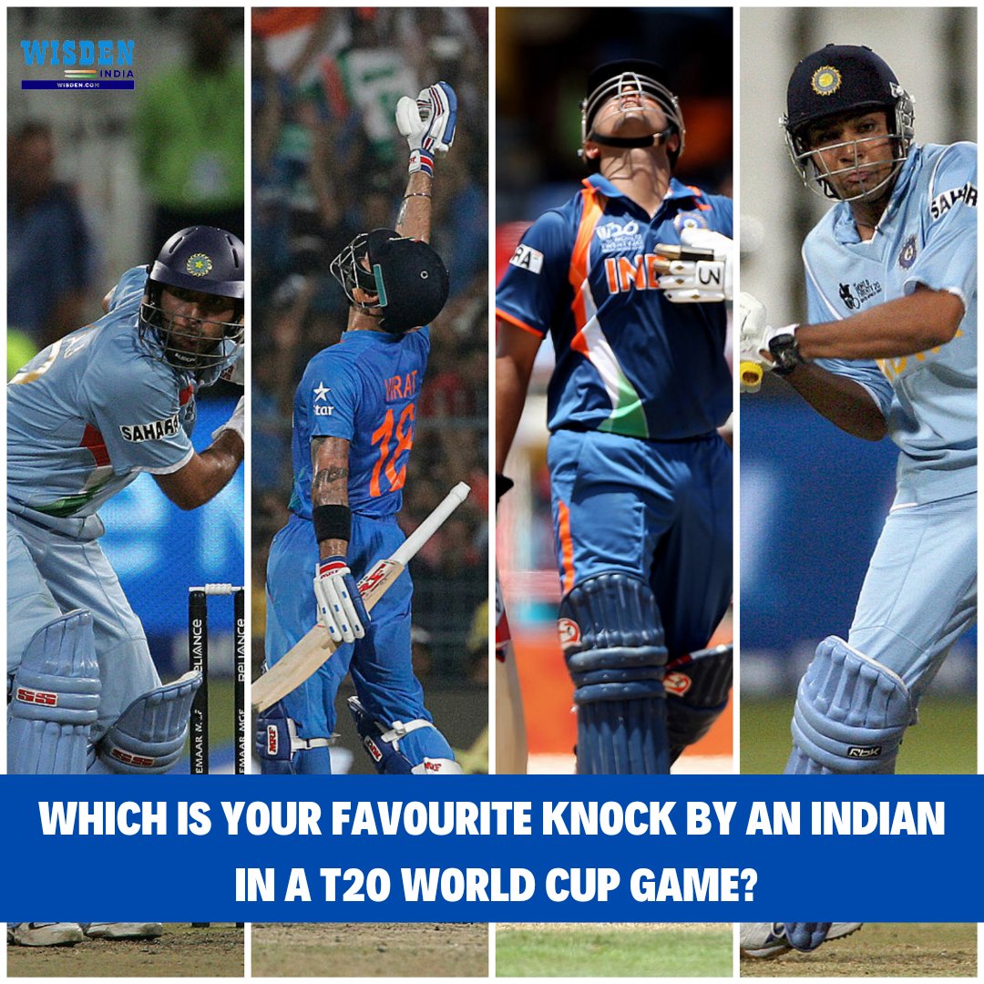 Wisden_Asia's tweet photo. Indian batters, T20 World Cups and a whole lot of nostalgia 💙

Suresh Raina - 101* v SA, 2010
Virat Kohli - 82* v AUS, 2016
Yuvraj Singh - 70 v AUS, 2007
Rohit Sharma - 50* v SA, 2007

These and so many others.... what's your pick? https://t.co/s9JhWBbbeK