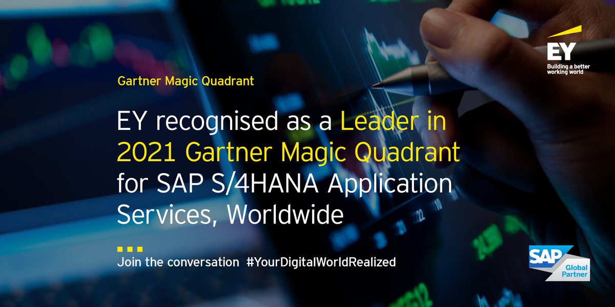 EY_Ireland's tweet photo. We are delighted to be positioned as a Leader by @Gartner_inc in Magic Quadrant for SAP S/4HANA Application Services. Read more and get a copy of the report: https://t.co/Dek8SugYRn https://t.co/a5yXAjDwp2