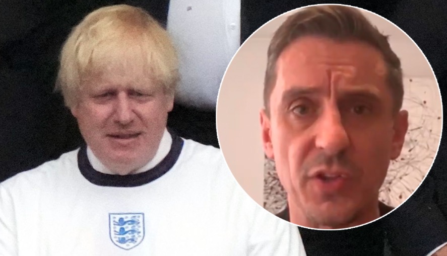 MirrorFootball's tweet image. Gary Neville accuses Boris Johnson of "promoting" racism after England stars abused mirror.co.uk/sport/football…