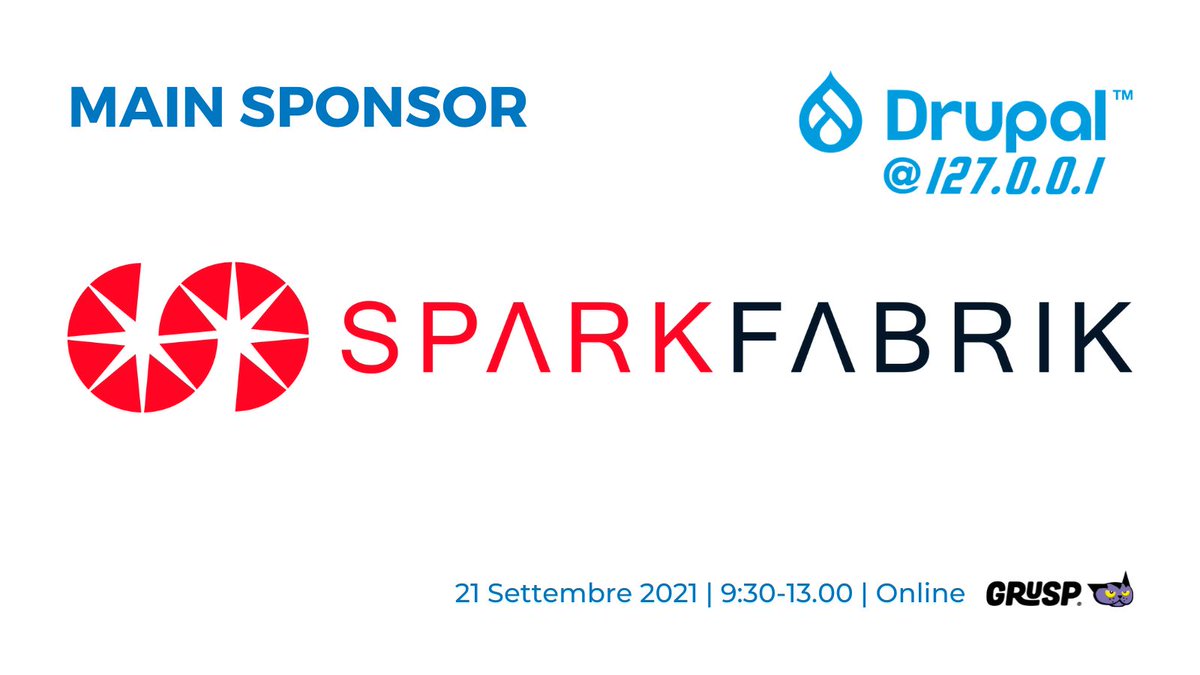 SAVE THE DATE! Il 21 settembre, h. 9:30-13:00: "Drupal at localhost", evento online (gratuito) organizzato con la crew di <a href="/grusp/">GrUSP</a> e del quale noi saremo main sponsor. Vi racconteremo il bello di Drupal 💙.
#DrupalIsNotDead <a href="/drupalassoc/">Drupal Association</a>
hubs.ly/H0S0ykH0