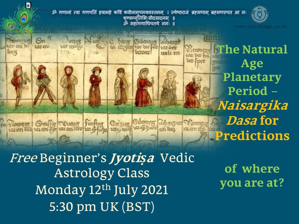 AstrologyLodge's tweet photo. Monday 12 July 5:30 pm U.K. BST beginners free Jyotisha Vedic Astrology .  Natural Age stages of Man, Naisargika Dasa - using the natural planetary Period to predict. @CircleofDivine 7:15 pm with Marilena Marino on the Nodes and eclipses - Lucien wind rich - 50 years of Queen . https://t.co/079Dl8o4c4