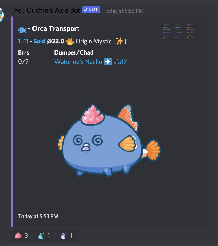 AxieInfinity's tweet photo. This Pink Unko Mystic just sold for 33 ETH ($70,000)!

Mystic madness ✨🌋

https://t.co/9LEaarZhK0 https://t.co/kUyilPs9sI