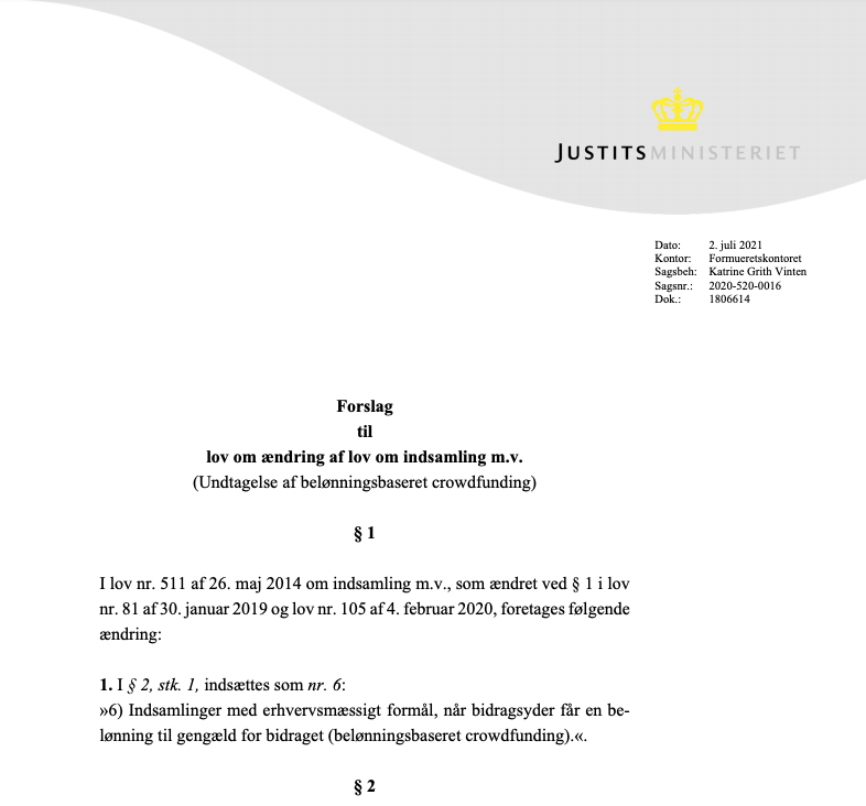 Michael Eis (@michael_eis) on Twitter photo Endelig - efter 6 år - er vi nu fremme ved lovforslag der fritager reward #crowdfunding med erhvervsretligt formål for reglerne i Indsamlingsloven. Vi i <a href="/DKCrowdfunding/">Dansk Crowdfunding Forening</a> har alle årene ment, at det ikke var tilfældet. Det ser ud til at vi nu får det skrevet ind i lovteksten #dkpol Endelig - efter 6 år - er vi nu fremme ved lovforslag der fritager reward #crowdfunding med erhvervsretligt formål for reglerne i Indsamlingsloven. Vi i <a href="/DKCrowdfunding/">Dansk Crowdfunding Forening</a> har alle årene ment, at det ikke var tilfældet. Det ser ud til at vi nu får det skrevet ind i lovteksten #dkpol