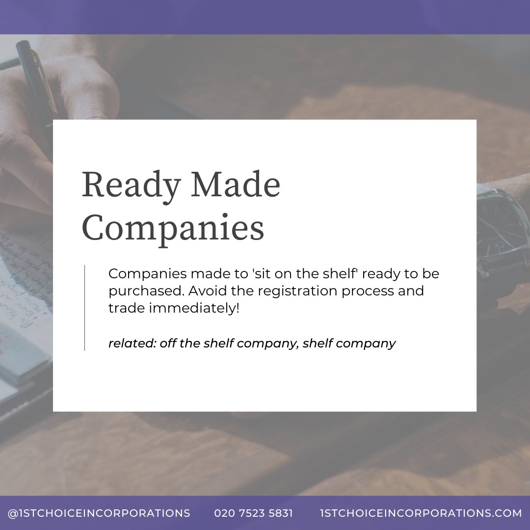 Looking for a limited company? We have a selection ready for purchase. Contact us now for more information.

#shelfcompany #limitedcompany #ltd #companyregistration #formationagents #startup #smallbusiness #entrepreneur