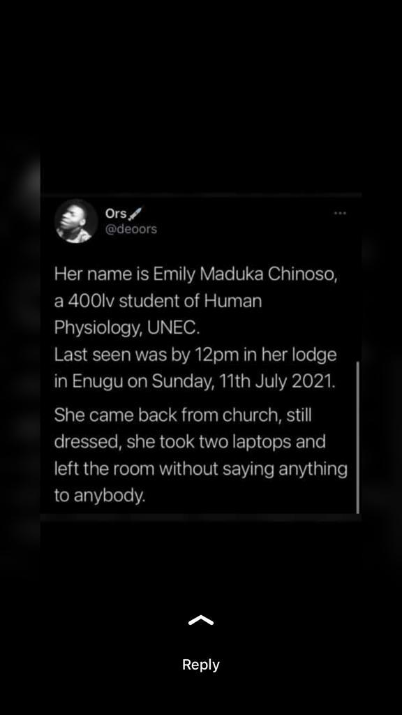 Ethel_Chioma's tweet photo. Please help find Emily...
#findEmily https://t.co/akDcxuXjCZ