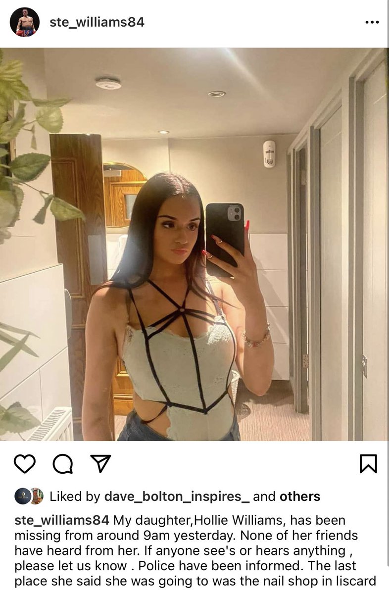 If anyone had any info of where Hollie is please let Ste or myself know and I can pass it on. Cheers.