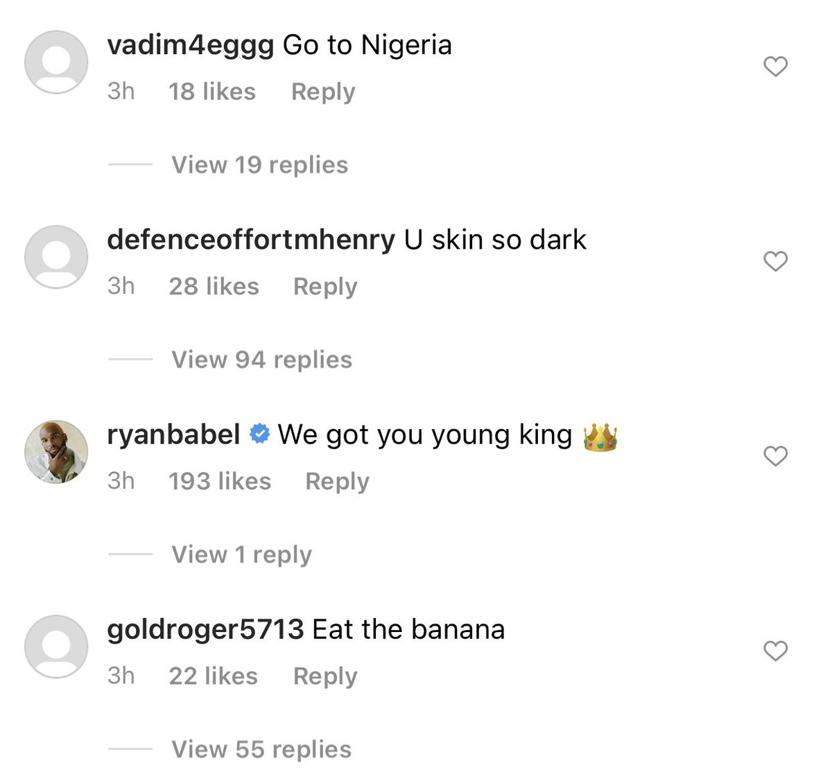 MelanaHowe's tweet photo. Just spent 30 minutes scrolling through Saka’s Instagram reporting every single comment like this but we shouldn’t have to. These disgusting humans shouldn’t exist and Instagram shouldn’t let it be SO easy! https://t.co/YETLmpdXyP