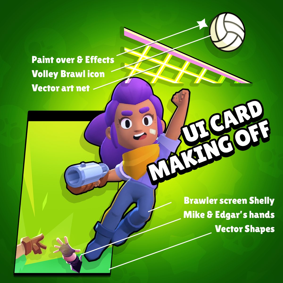 GonVazquez's tweet photo. #BrawlStars it’s VolleyBrawl week at last! I have been waiting for it since the summer challenge 🤩

Sharing the UI card making off… and also starting my summer break today, have a nice one y’all! https://t.co/fLjrHfajSA