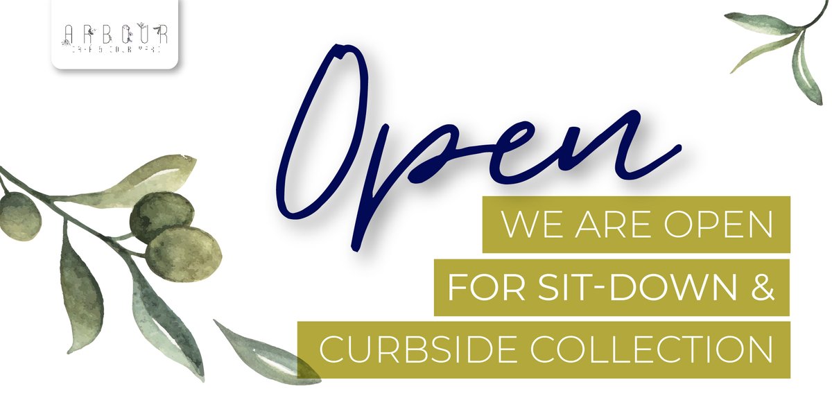 We are excited to have you back. Open for sit-down.

#ArbourCafe #openforsitdown