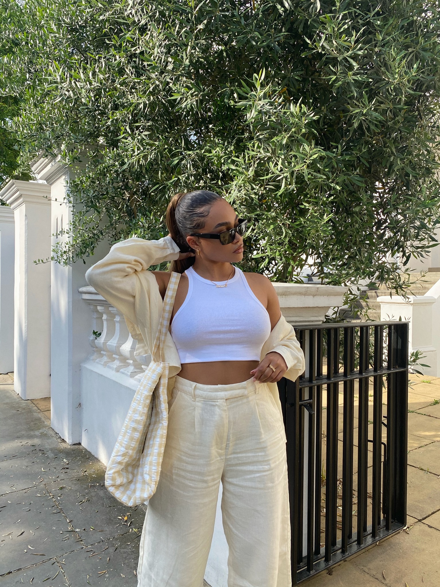 linen pants with crop top